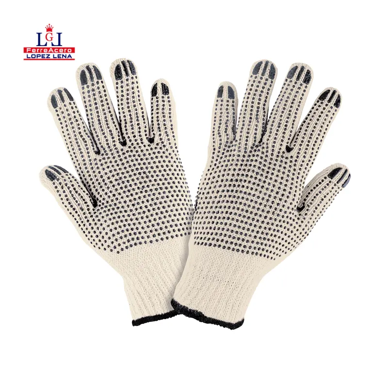Guante De Algodon Con Puntos De Pvc Pretul -gu-425.