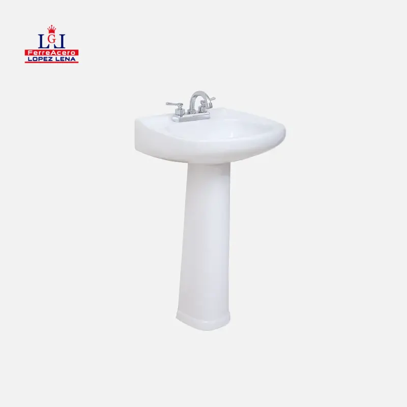 LAVABO Y PEDESTAL CERAMICO CERAMOSA VOLGA PLUS BLANCO.