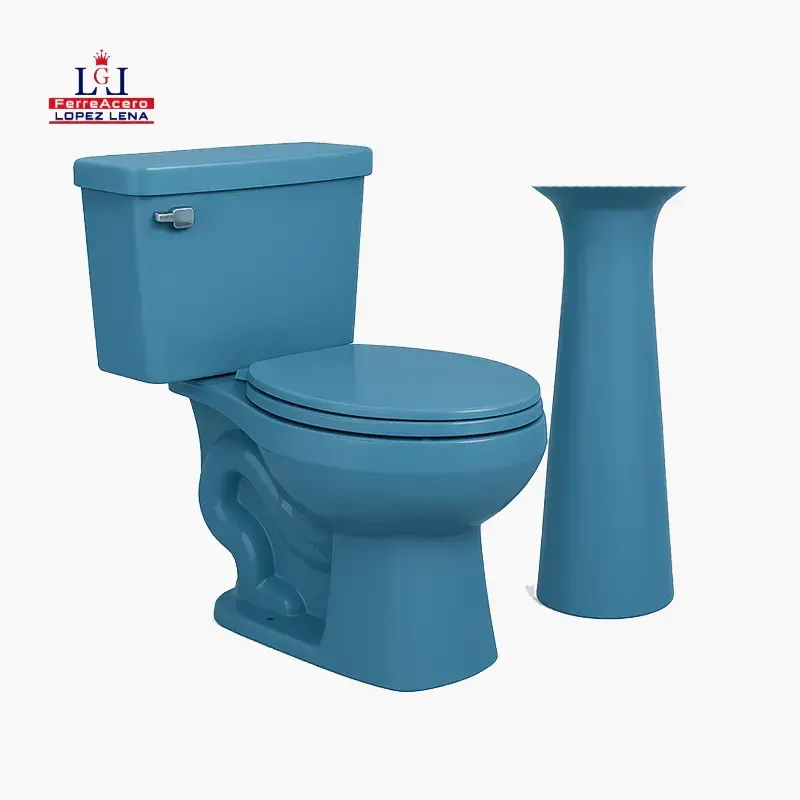 Sanitario Ceramosa Genova Azul Holanda Con Pedestal.