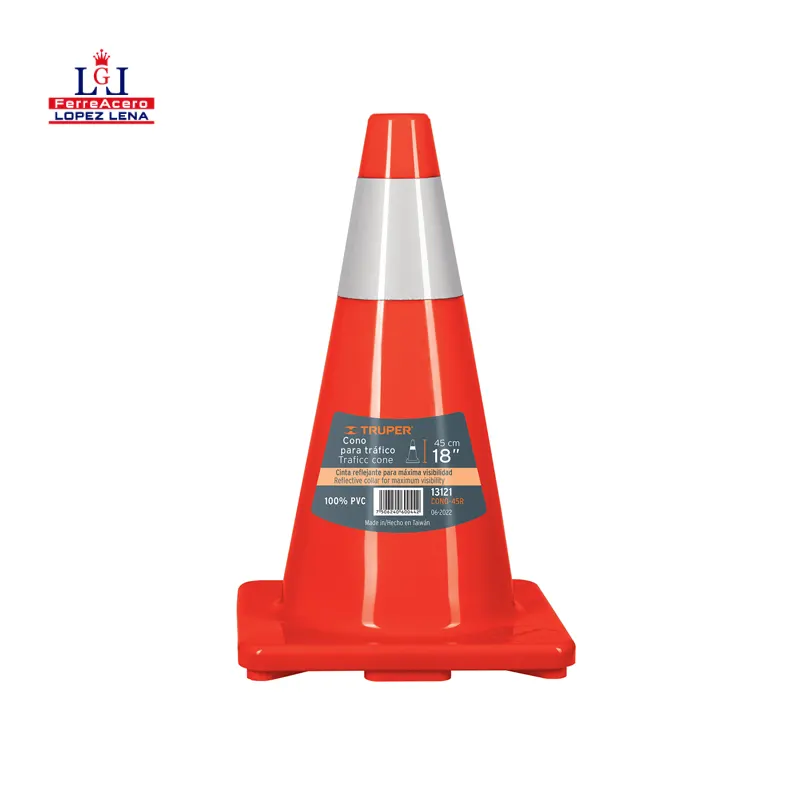 Cono De Precaucion De 45 Cm De Pvc Con Reflejante -truper- Cono-45r.