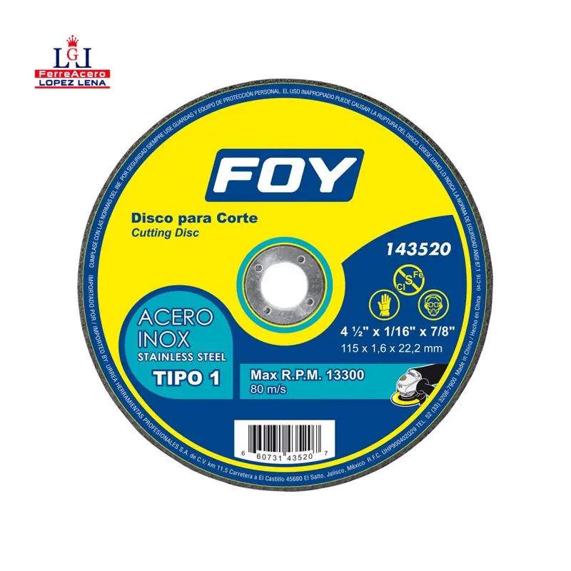 Disco Corte Metal E Inoxidable - Foy - 04 1/2