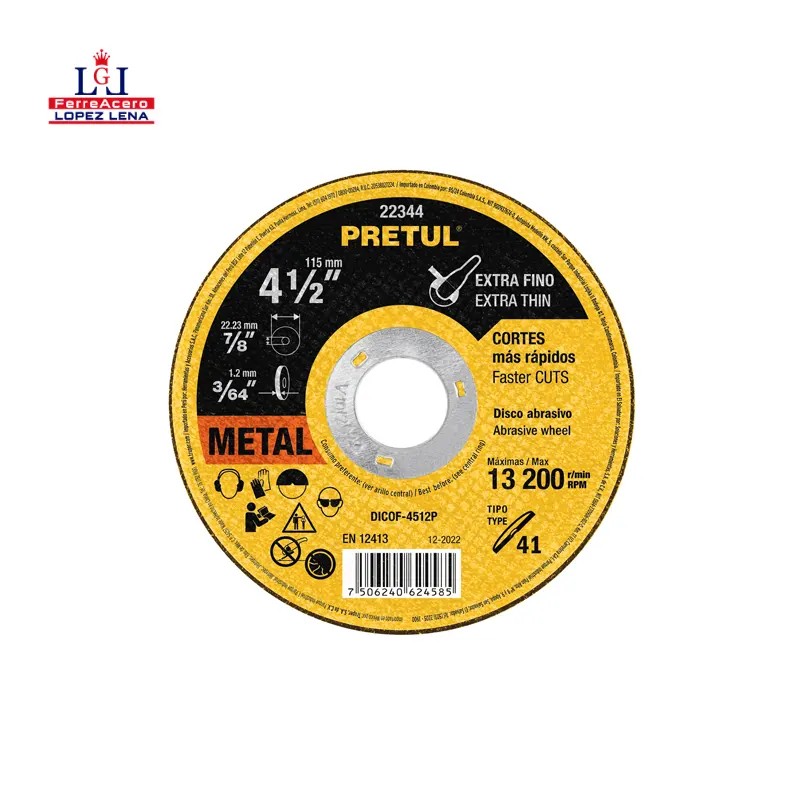 Disco Corte Metal E Inoxidable - Pretul - 04 1/2