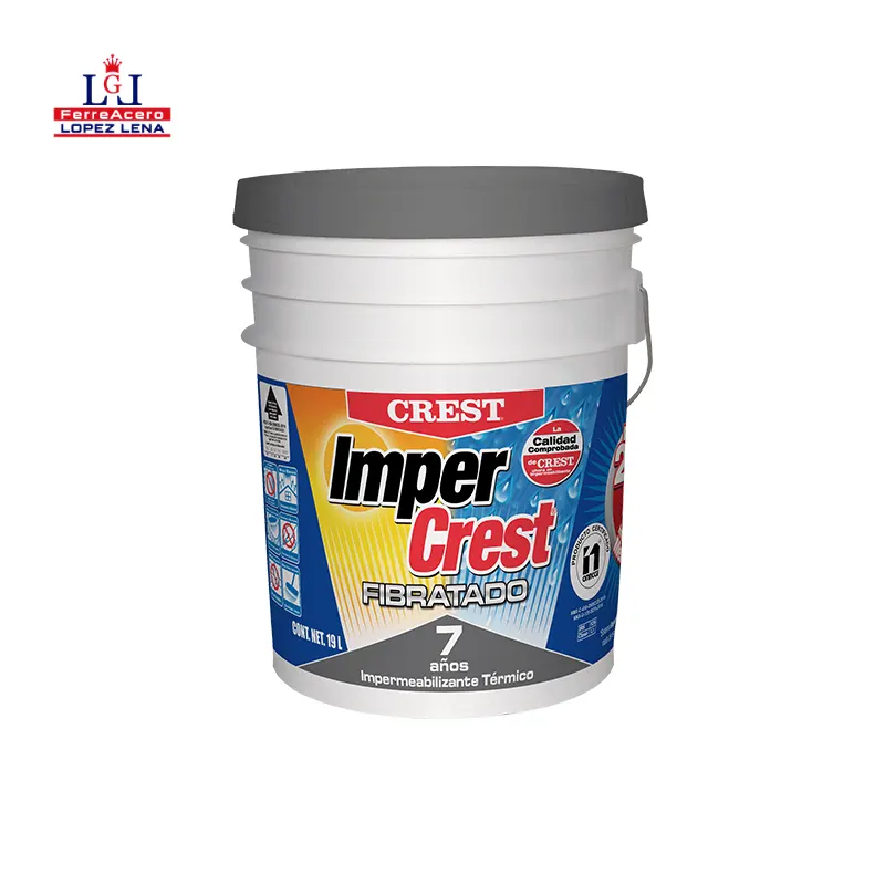 Impermeabilizante Cubeta 19l - 7 Años - Blanco - Imper Crest - Fibratado.