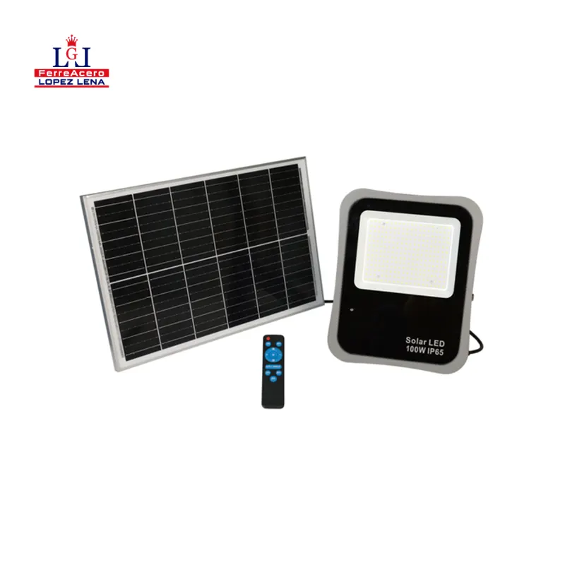 REFLECTOR DE LED SOLAR C/CONTROL REMOTO Y PANEL C/CABLE 3 M 6500K - 100W-KLEIMAN - REF-S100W.