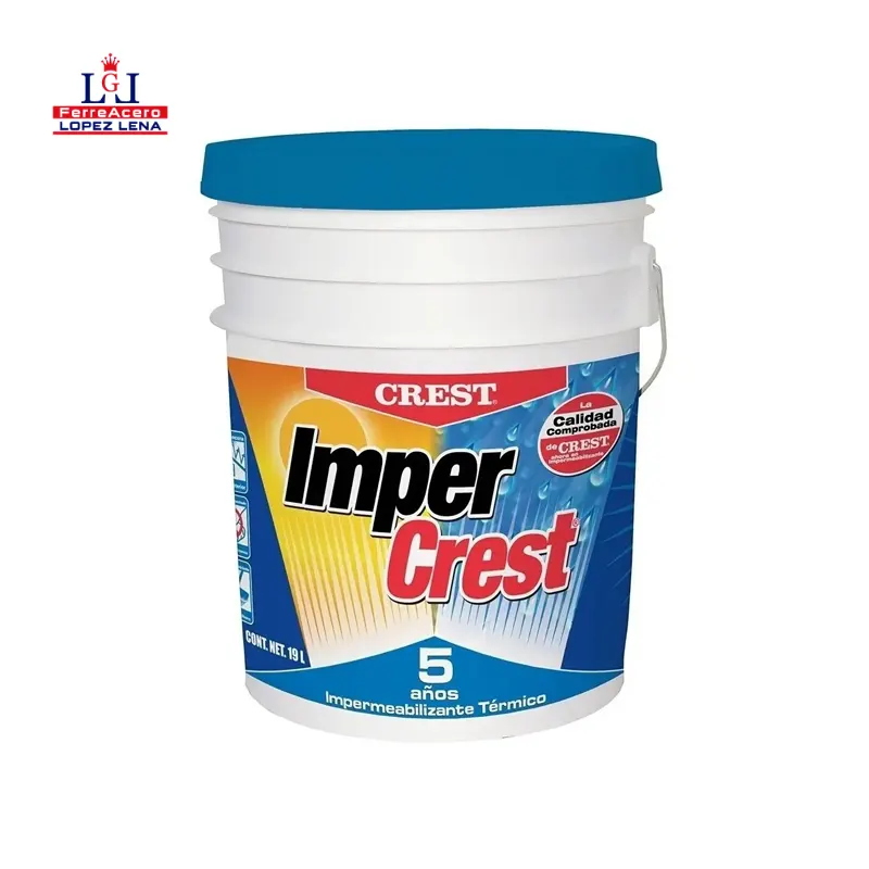 Impermeabilizante Cubeta 19l - 5 Años - Blanco - Imper Crest - Fibratado.