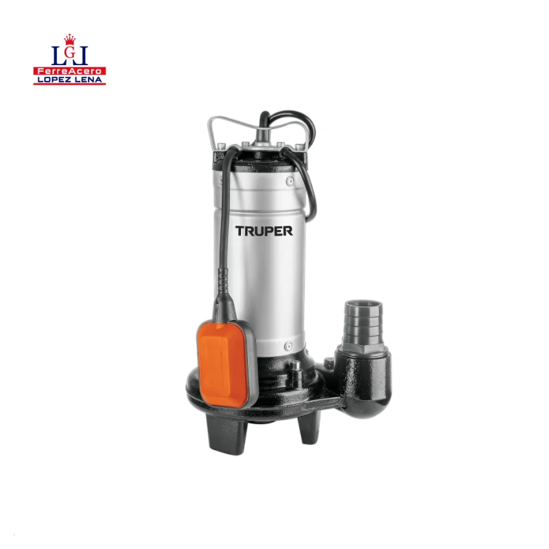 BOMBA AGUA SUMERGIBLE PARA AGUA SUCIA DE ACERO INOX.  1.00 HP ALT. MAX. 14 MT TRUPER - BOS-1SI.